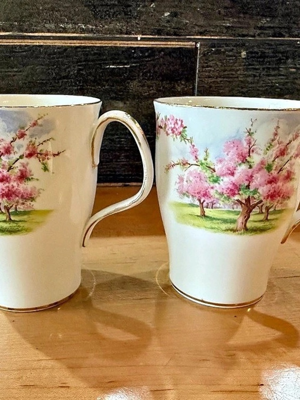 Royal Albert Blossom Time Floral Mugs White & Pink Set of 2